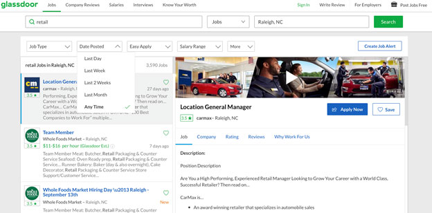 Job Search Drop Down Menu